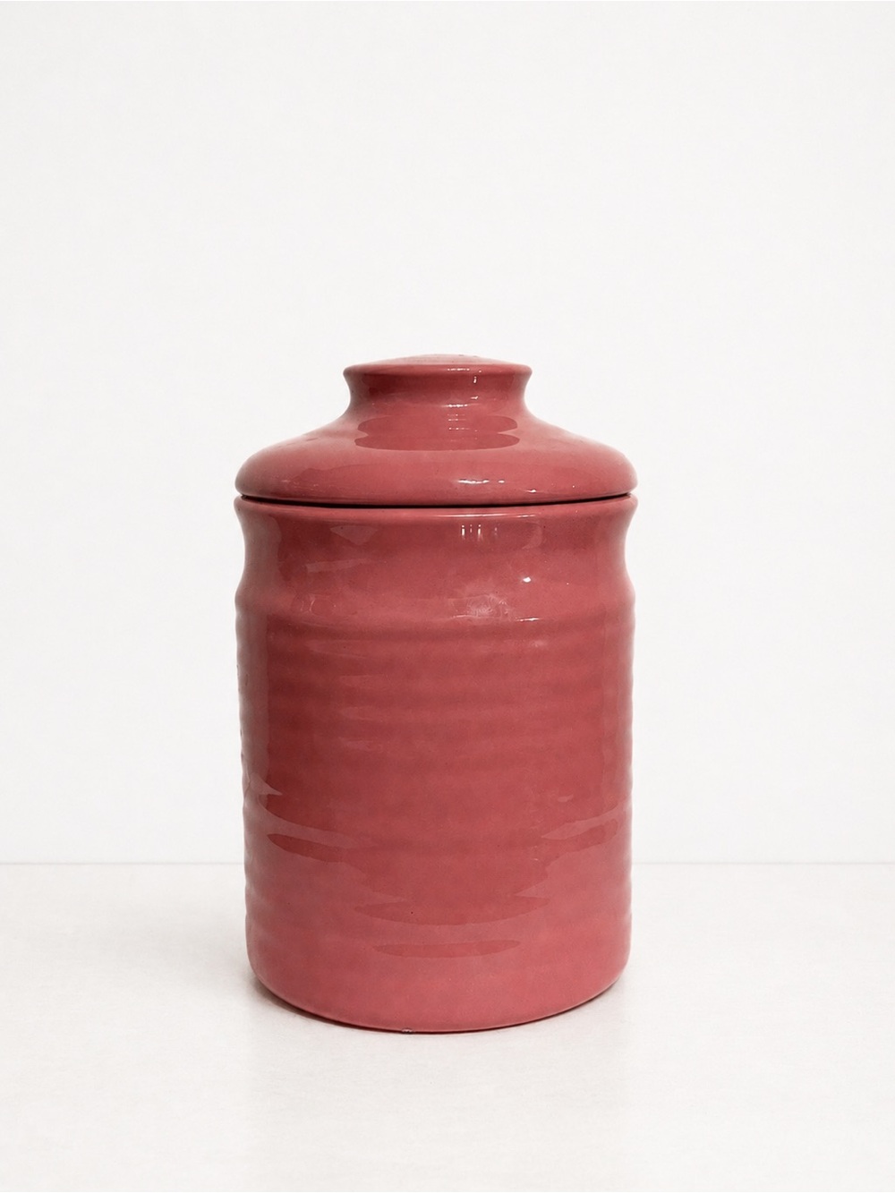 Vintage 80s Ceramic Rose Pink Canister